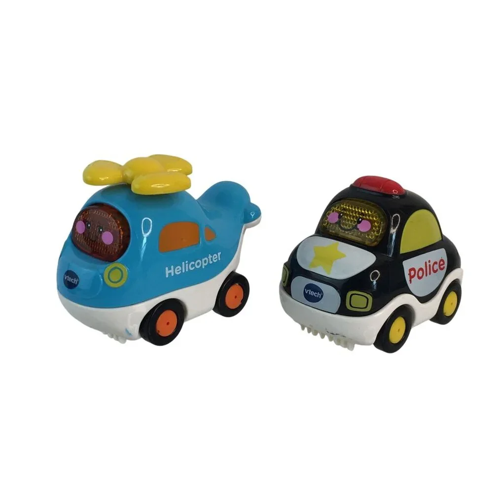Vtech Go‎ Go Smart Wheels Black Police Car Blue Helicopter Lights Sounds Tested